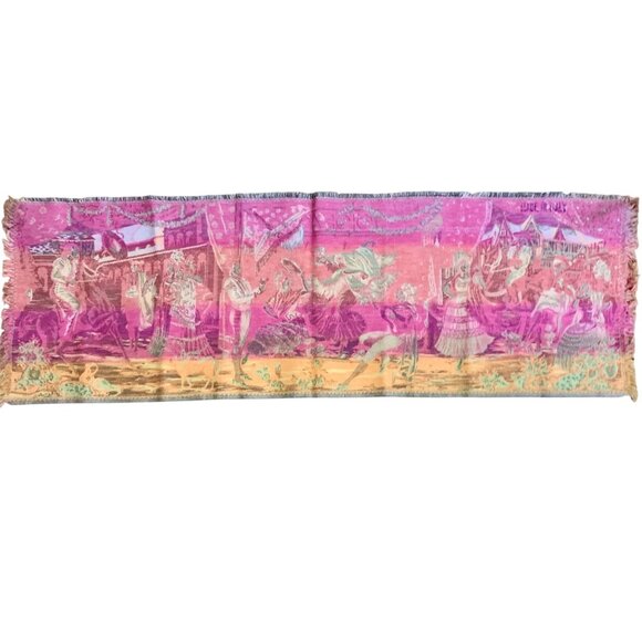 VTG Italian Tapestry Wall Hanging Elegant 19th Century Garden Scene Courting - Picture 8 of 12